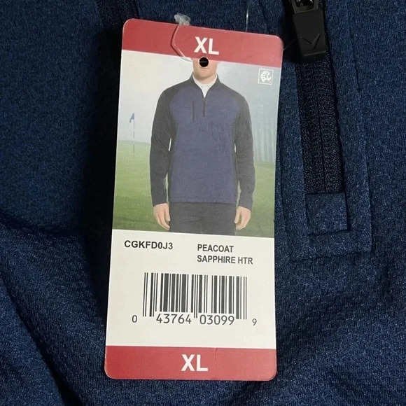 NWT Callaway 1/4 Zip Navy Pullover w/ Media Pocket UPF Peacoat - Size XL NWT - Picture 7 of 7